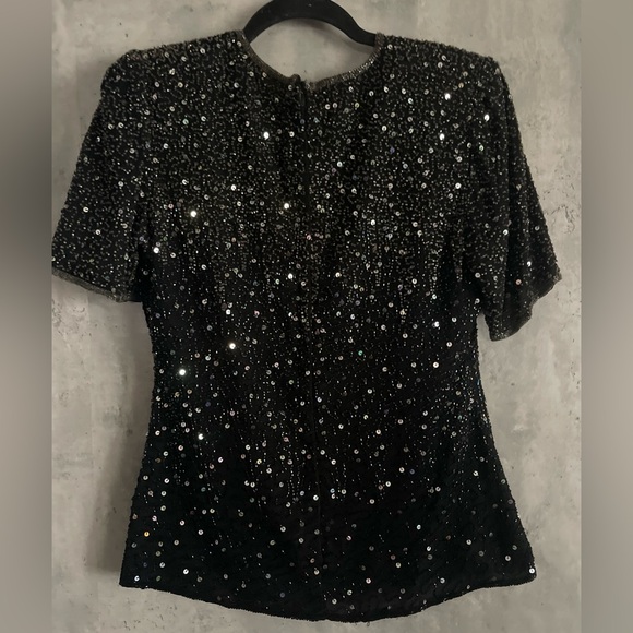 VTG Stenay 100% Silk Black w/Silver Sequins/Beads Evening Blouse/Top  Sz Med - Picture 8 of 9